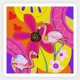 Psychedelic Flamingos Sticker